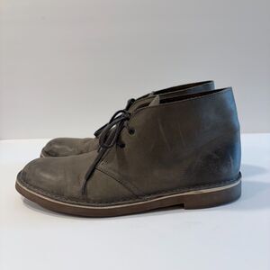 CLARKS Bushacre 2 Gray Leather Chukka Ankle Lace Up Boots Men's 9.5 US